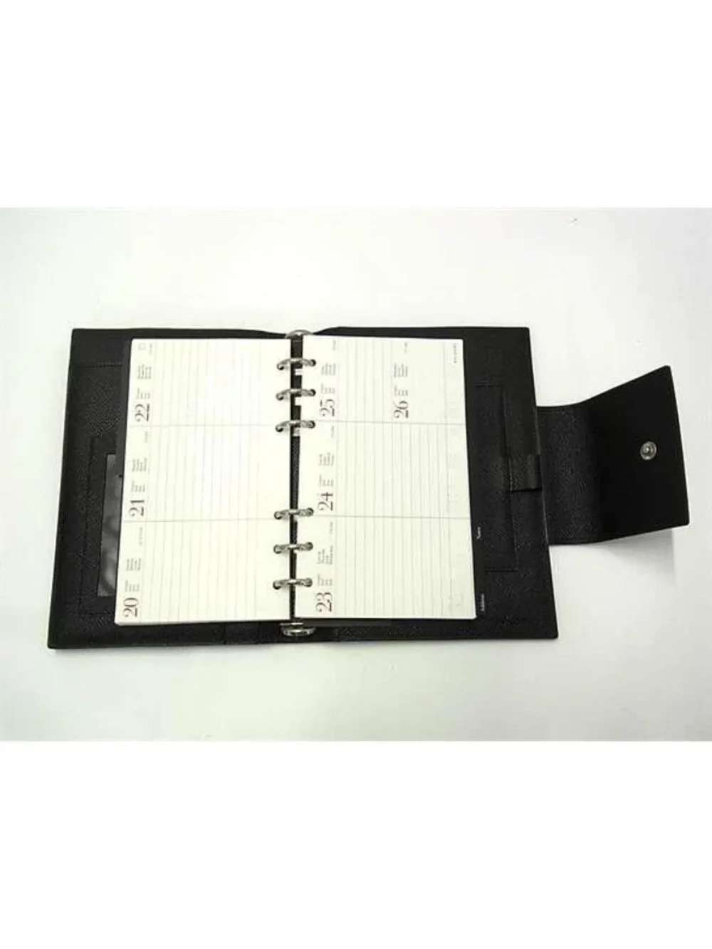 Bvlgari Leather 6 Hole Notebook Cover Schedule Book a Dos Address Black Agenda